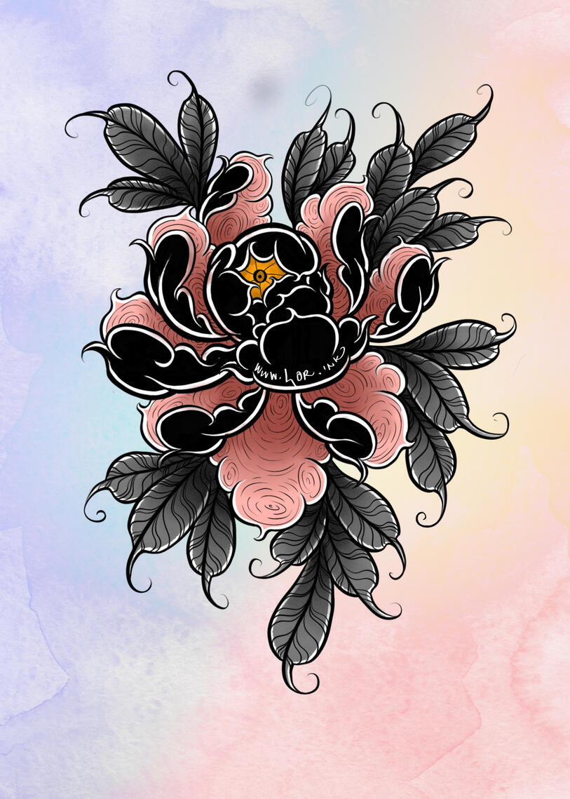 Black & Pink Peony 💕
