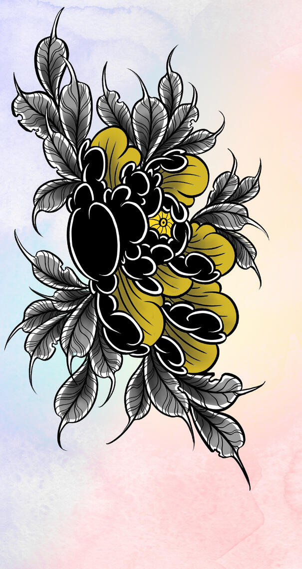 Black &amp; Yellow Peony