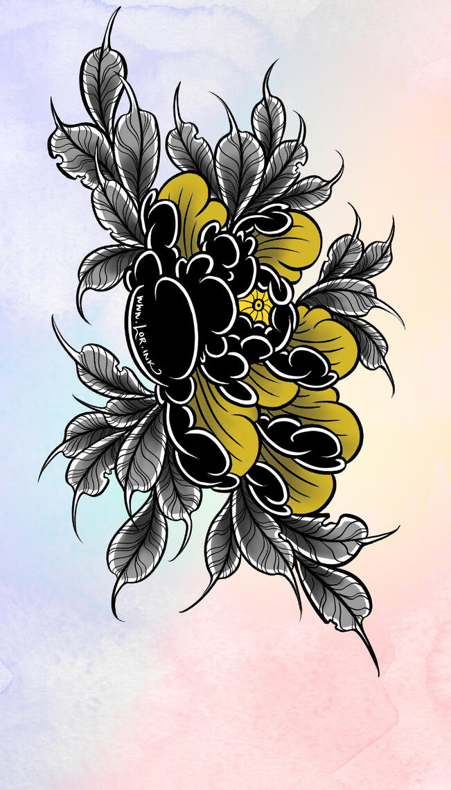 Black & Yellow Peony 💕